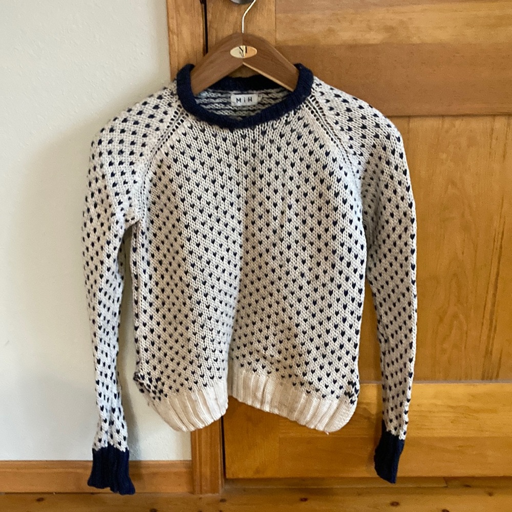 MIH white and blue chevron sweater size M